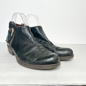 Web Shoemakers Black Leather Ankle Booties Almond Toe Size 38 7 Women’s